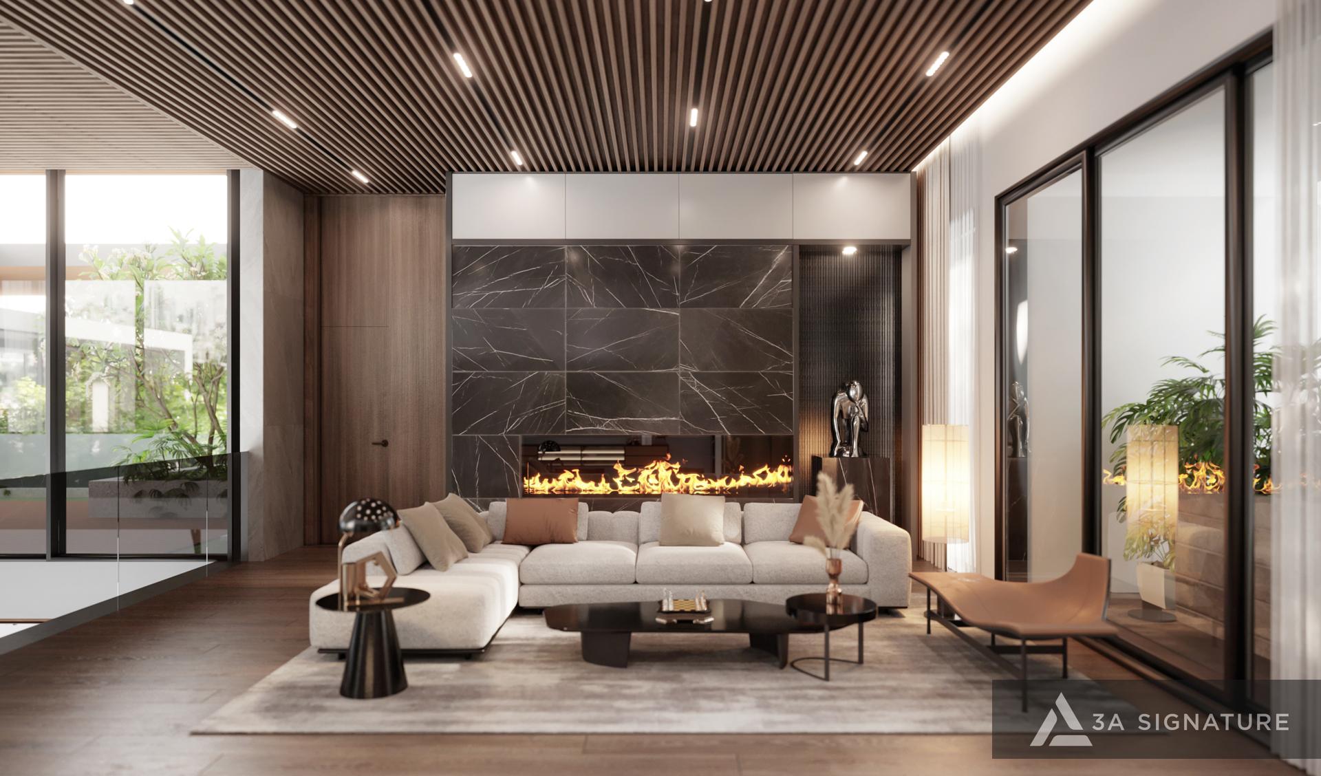 Thiết Kế Bức Tường Trở Thành Điểm Nhấn Tinh Tế Trong Biệt Thự Tropical 3 thiet ke noi that phong khach biet thu hien dai Balance Villa Vung Tau