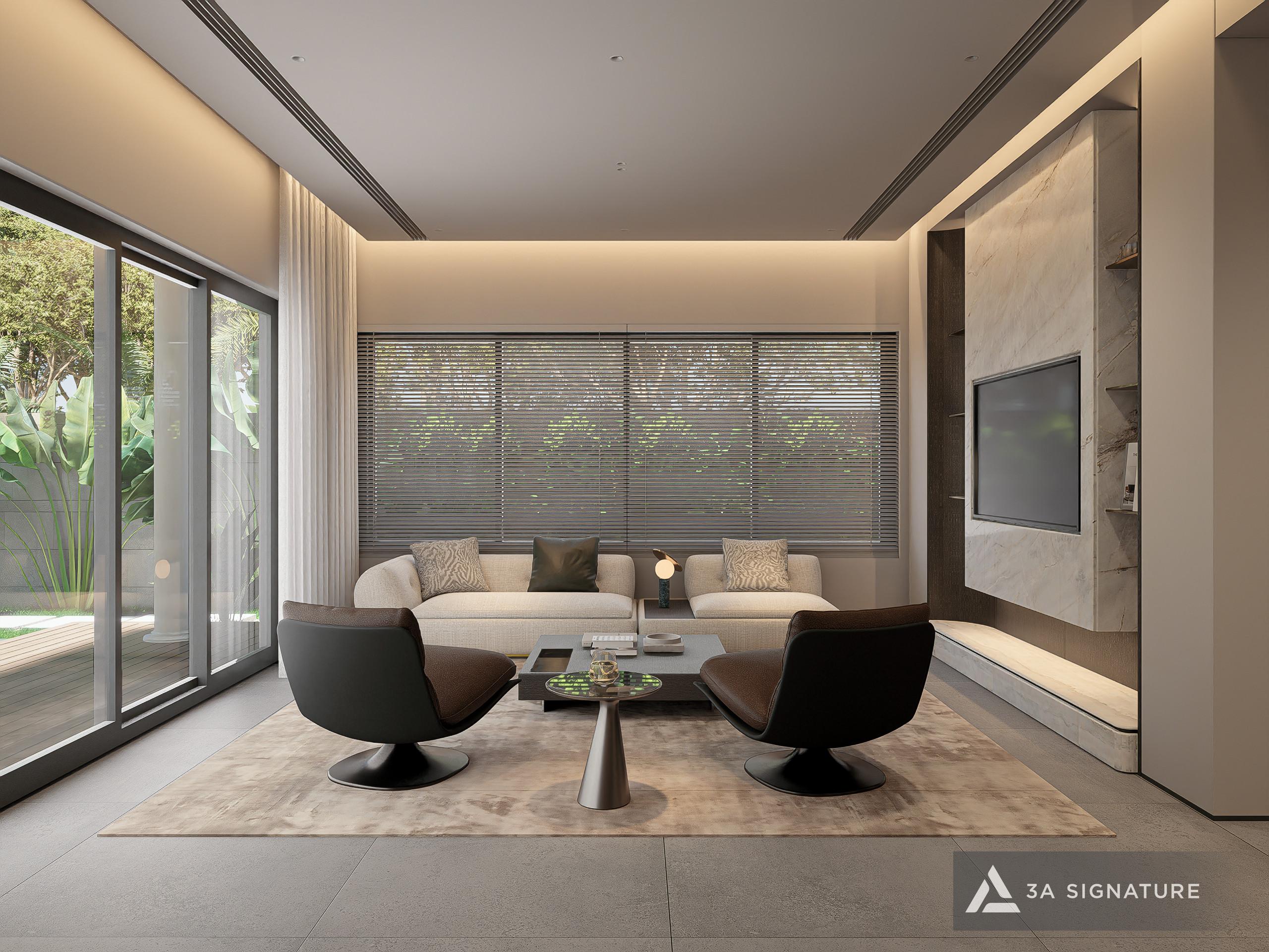 4 thiet ke thi cong biet thu phong khach LUMINA RETREAT VILLA SwanBay