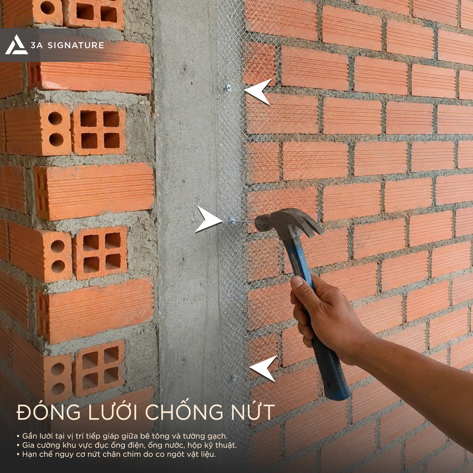 Trong quy trình kỹ thuật tô trát tường, kiểm soát bước đóng lưới chống nứt tại các vị trí tiếp giáp bê tông, tường gạch và khu vực đi ống âm tường trước khi bả hồ dầu.