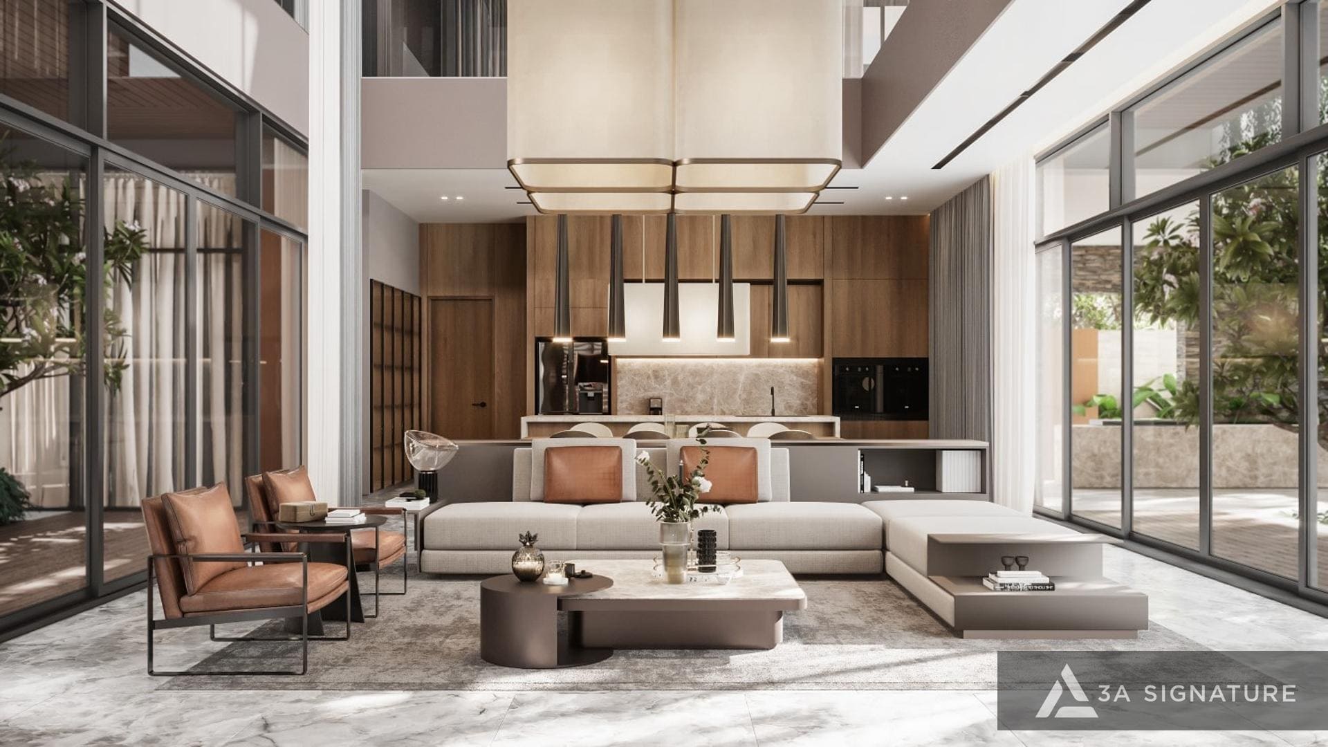 Biệt thự 1 trệt 1 tầng: Nghệ thuật sống hiện đại giữa thiên nhiên Balance villa noi that biet thu hien dai phong khach