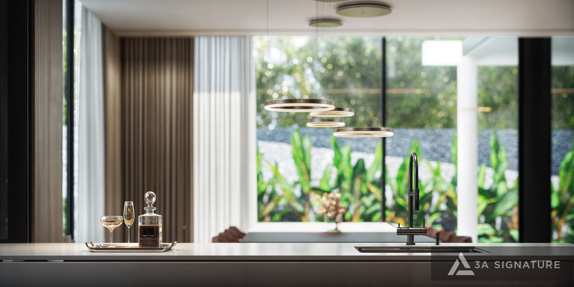 Quy trình thi công biệt thự trọn gói tại 3A Signature CT Villa noi that biet thu hien dai phong khach bep 5