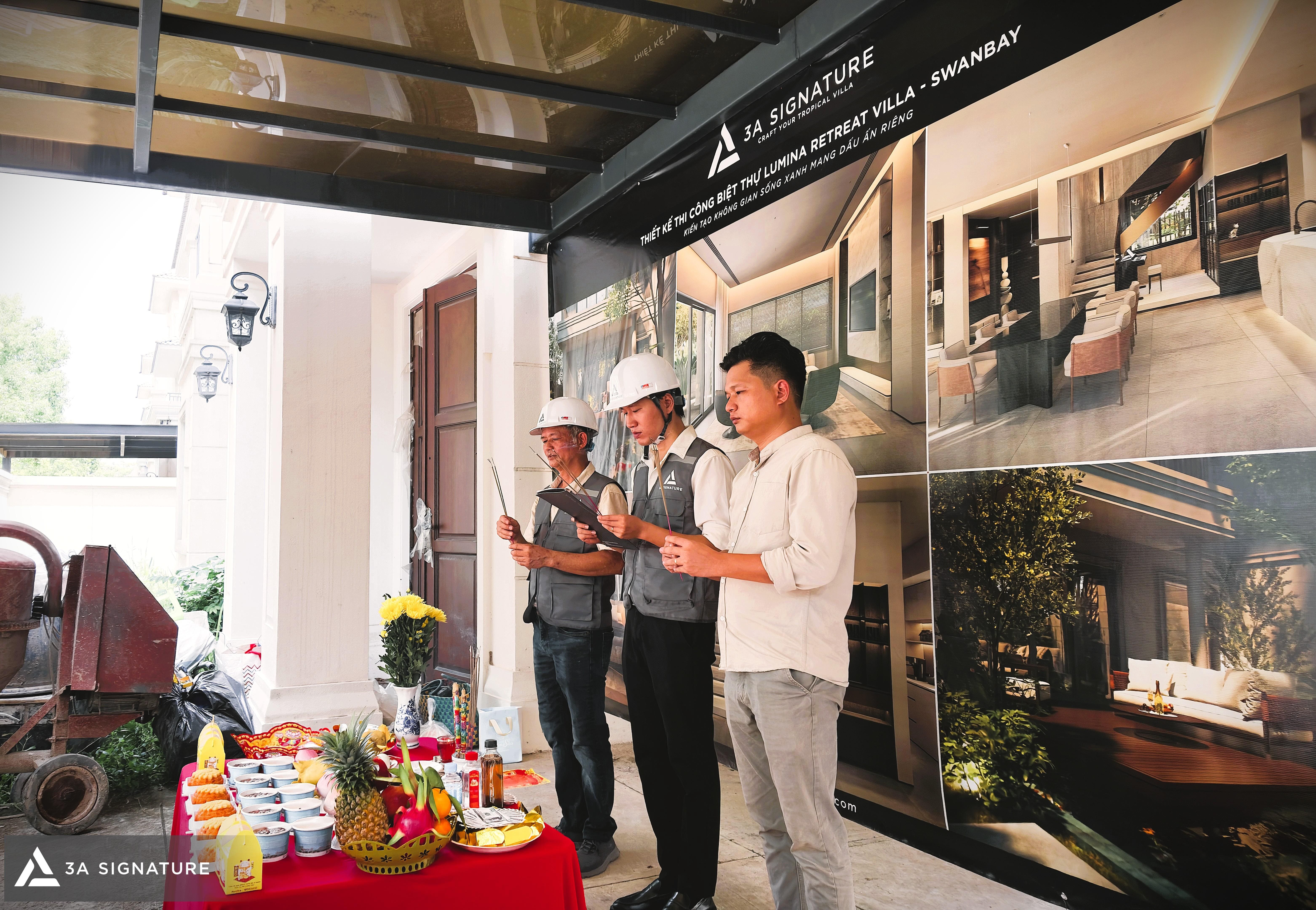 Khởi công Lumina Retreat Villa mở đầu quy trình thi công được kiểm soát từ mặt bằng, cao độ, bản vẽ kỹ thuật đến tổ chức công trường.