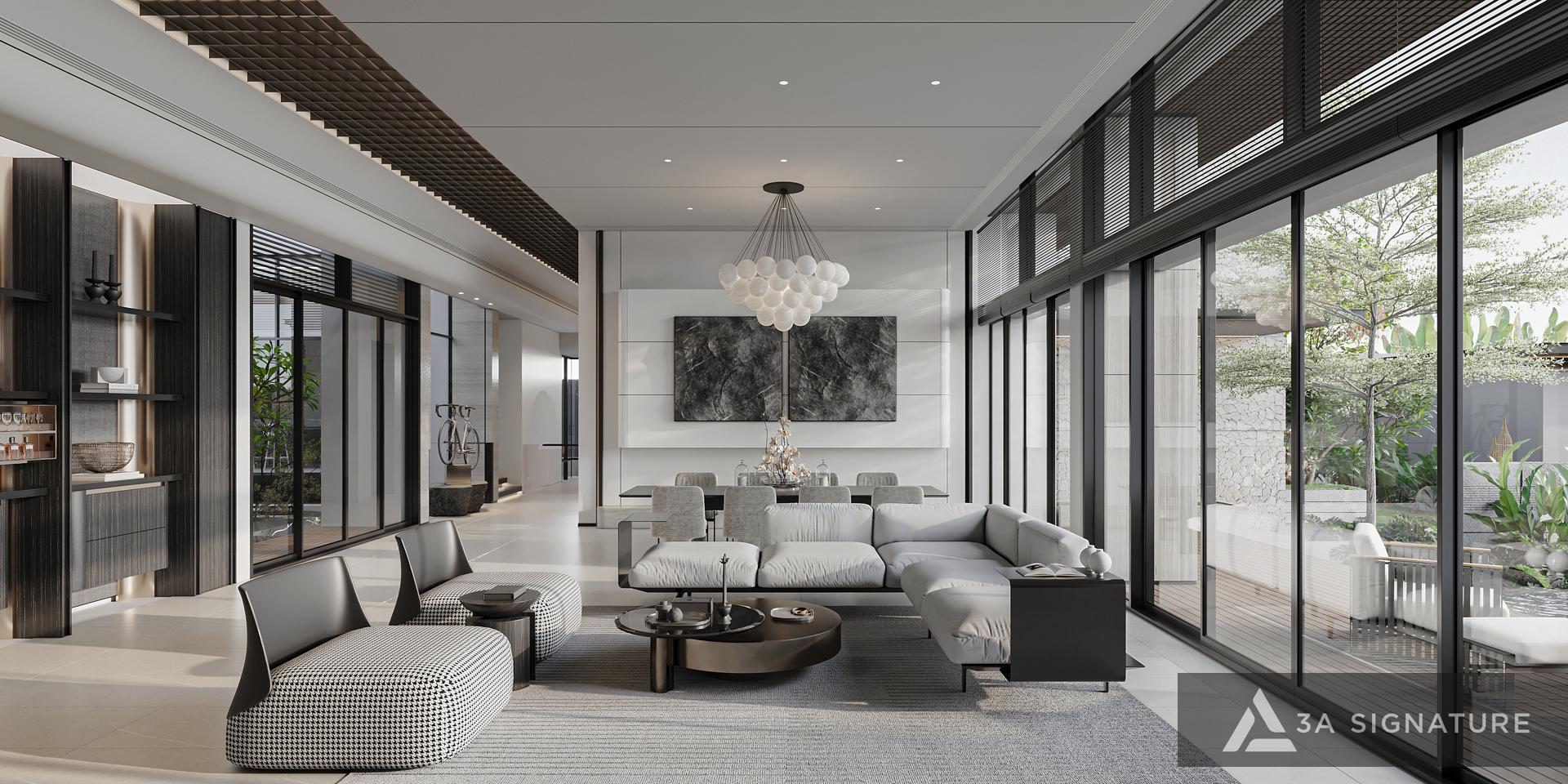 Xu Hướng Thiết Kế Thi Công Biệt Thự, Villa Trọn Gói – Đồng Bộ Hóa Không Gian Sống Tinh Tế Cho Tương Lai H Phu my villa noi that biet thu phong khach 1
