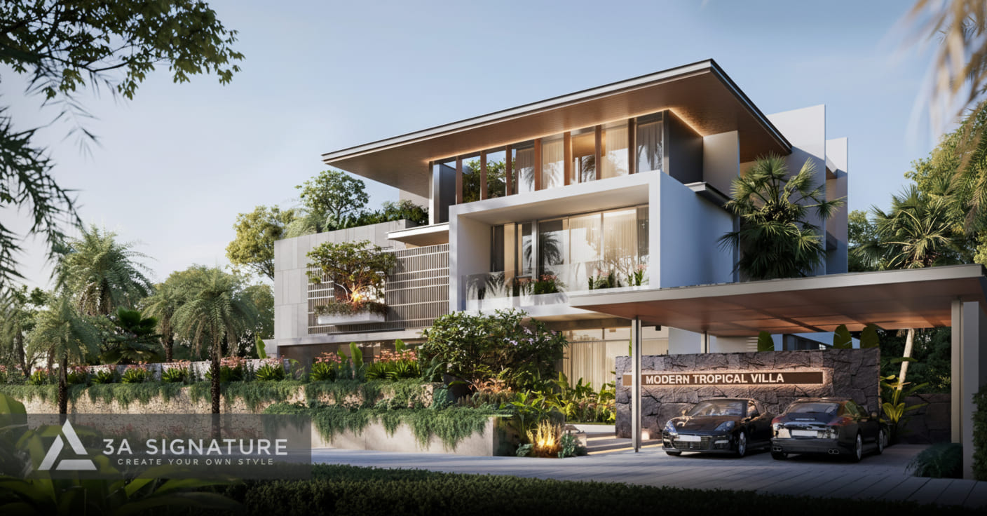 Thiet ke kien truc biet thu hien dai dep tron goi Green Villa1