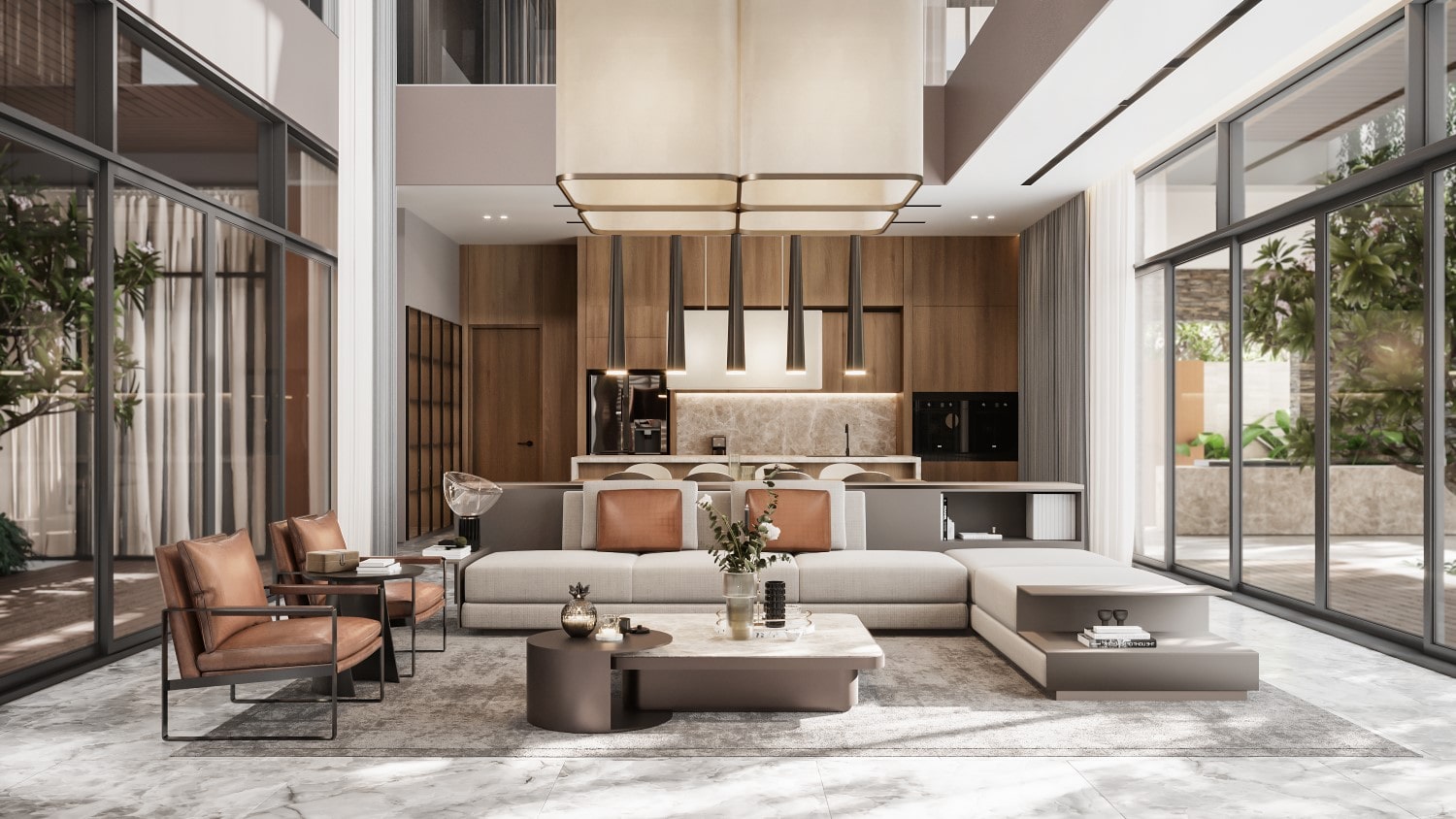 Diện tích xây dựng biệt thự cần bao nhiêu m2? balance villa living room