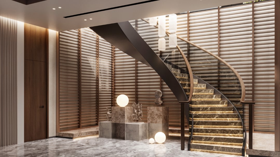 Biệt thự 1 trệt 1 tầng: Nghệ thuật sống hiện đại giữa thiên nhiên balance villa stair