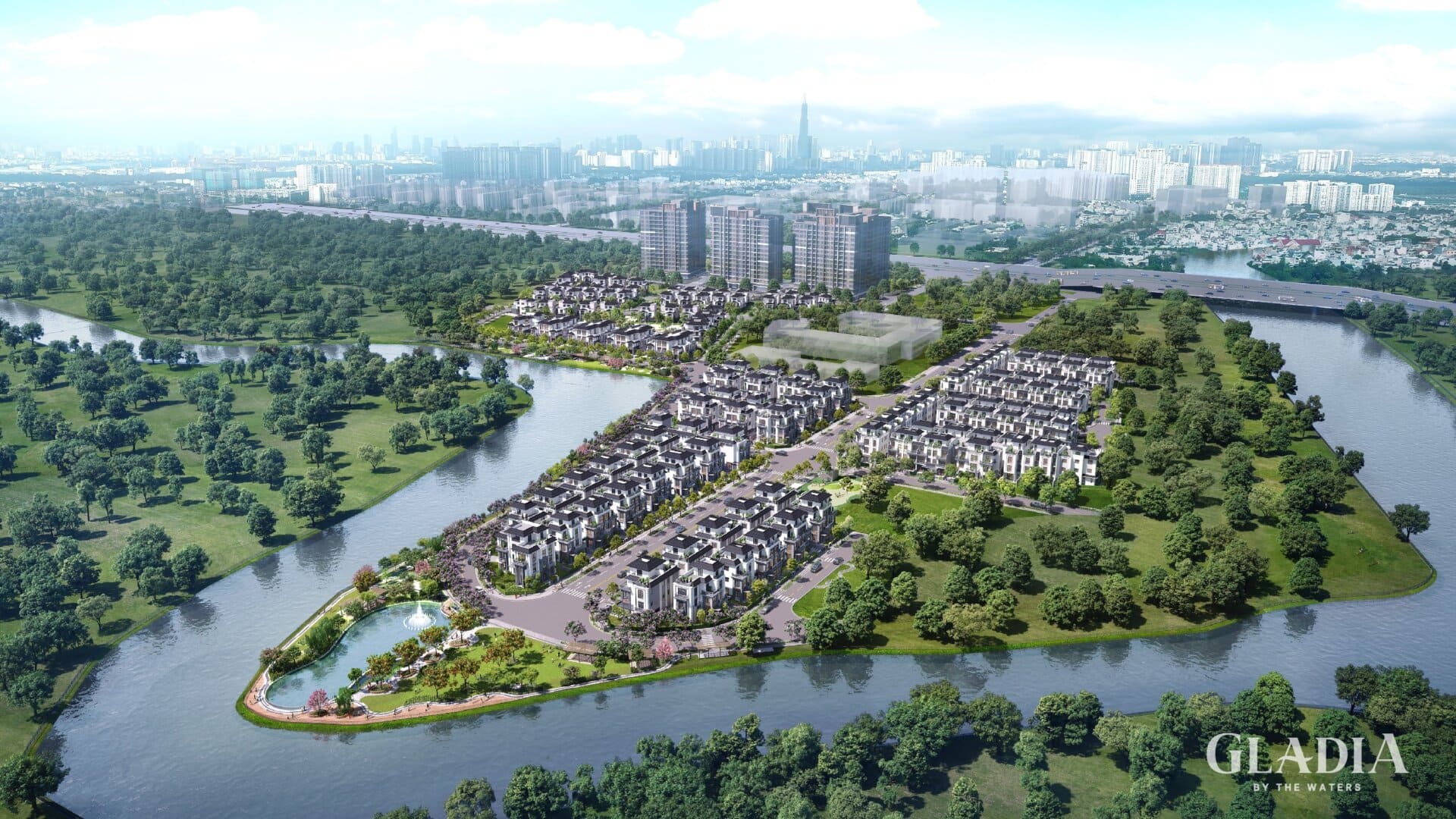 thiết kế biệt thự Gladia by The Waters ven sông