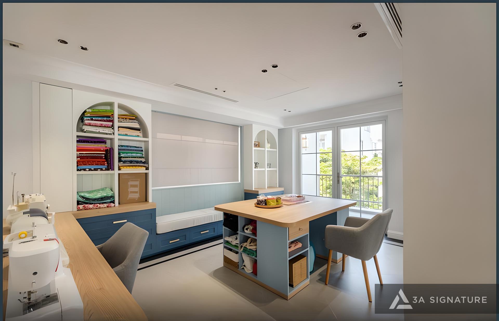 hoan thien biet thu theo phong cach dia trung hai t villa park riverside phong lam viec 1