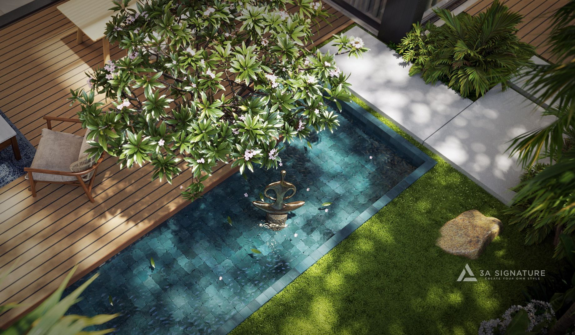 Beautiful Villa Models By 3A Signature – Where Green Living Memories Begin Connection between nature, light, and ventilation in a 3A Signature Beautiful Villa, where sunlight filters through tropical foliage, gentle breezes flow across the water surface,