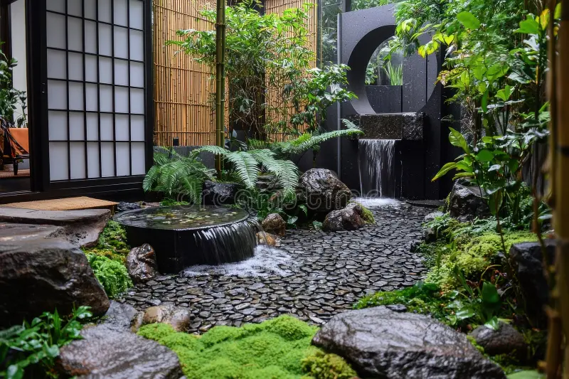 Zen Rock Garden Ideas To Bring Balance And Harmony Home Zen rock garden ideas shine beside water features, blending stillness and movement to create a calming, meditative atmosphere for Tropical Modern villa gardens.