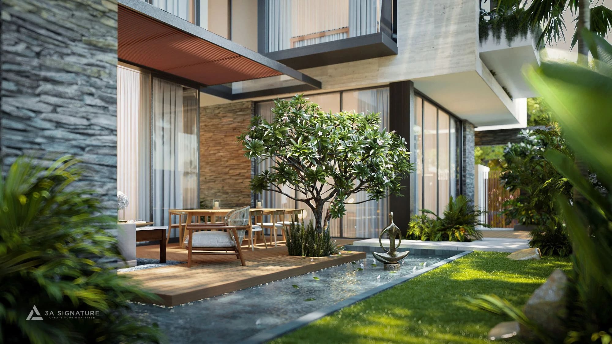 Mẫu thiết kế biệt thự hiện đại 2 mặt tiền 3 tầng đẹp, ấn tượng Không gian bên ngoài biệt thự hiện đại được thiết kế đặc trưng ở mức công năng tối ưu nhất