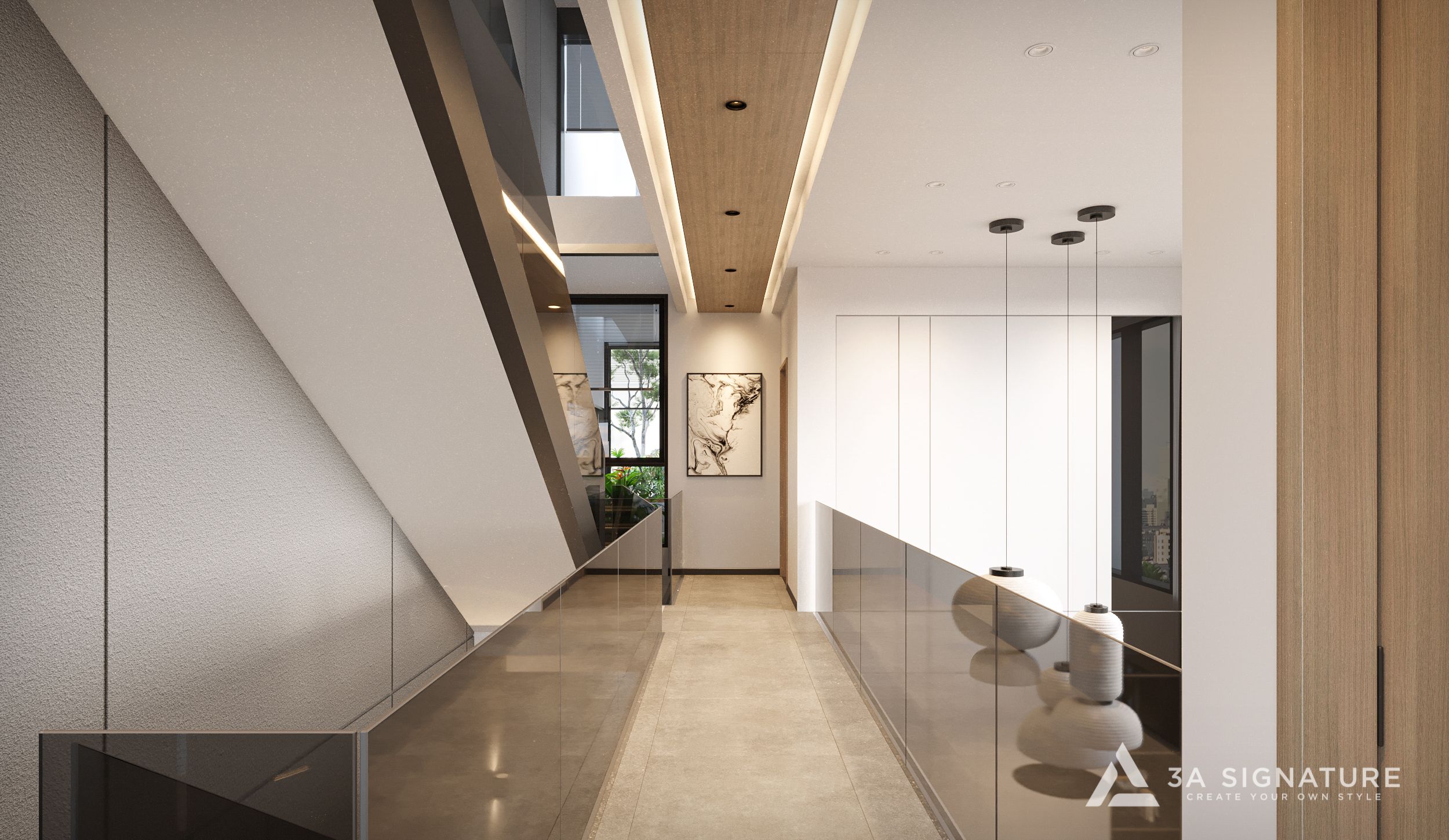 Không gian cầu thang được thiết kế thông tầng H-Villa Vũng Tàu