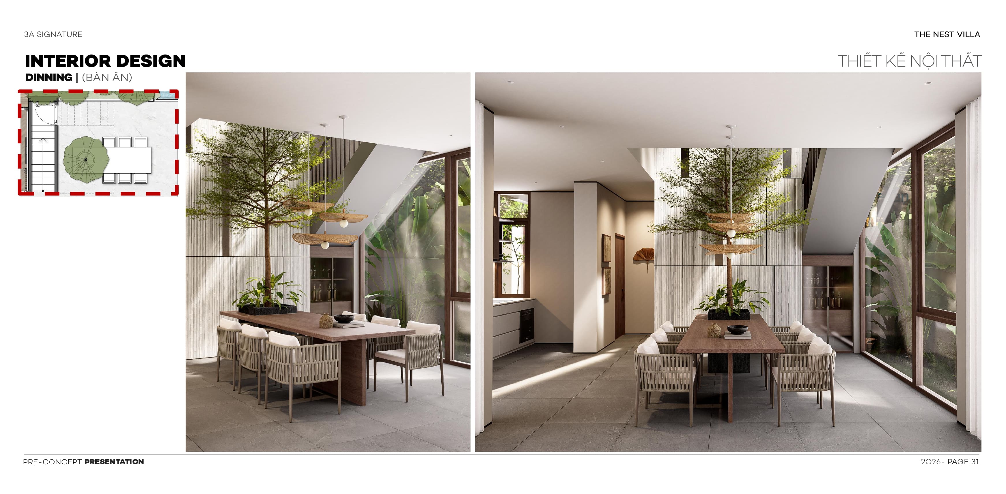 phoi canh thiet ke noi that phong an the nest villa