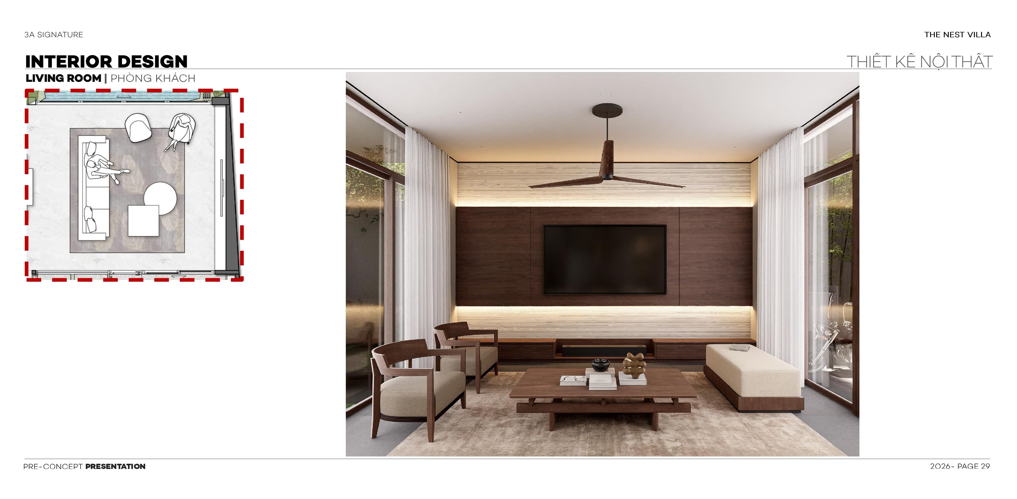 phoi canh thiet ke noi that phong khach the nest villa 1