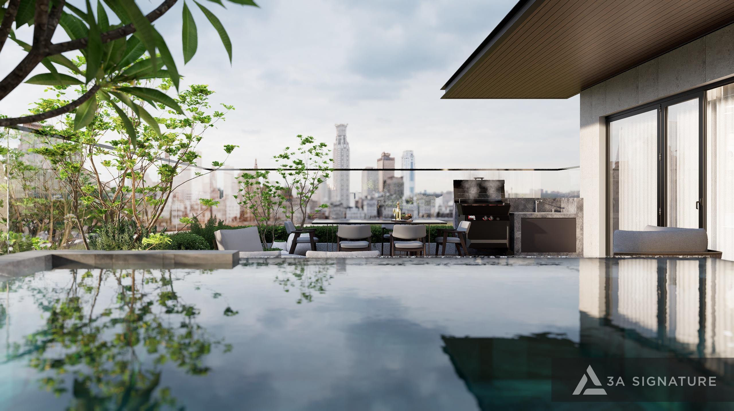 Thiet ke thi cong biet thu Penthouse villa cao cap Lagacy Penthouse hien dai Q5 TPHCM