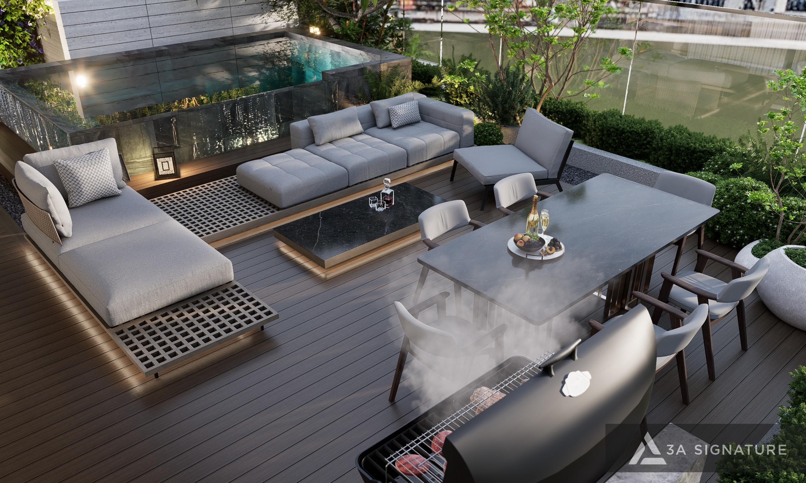 Thiet ke thi cong biet thu Penthouse villa cao cap Lagacy Penthouse hien dai Q5 TPHCM