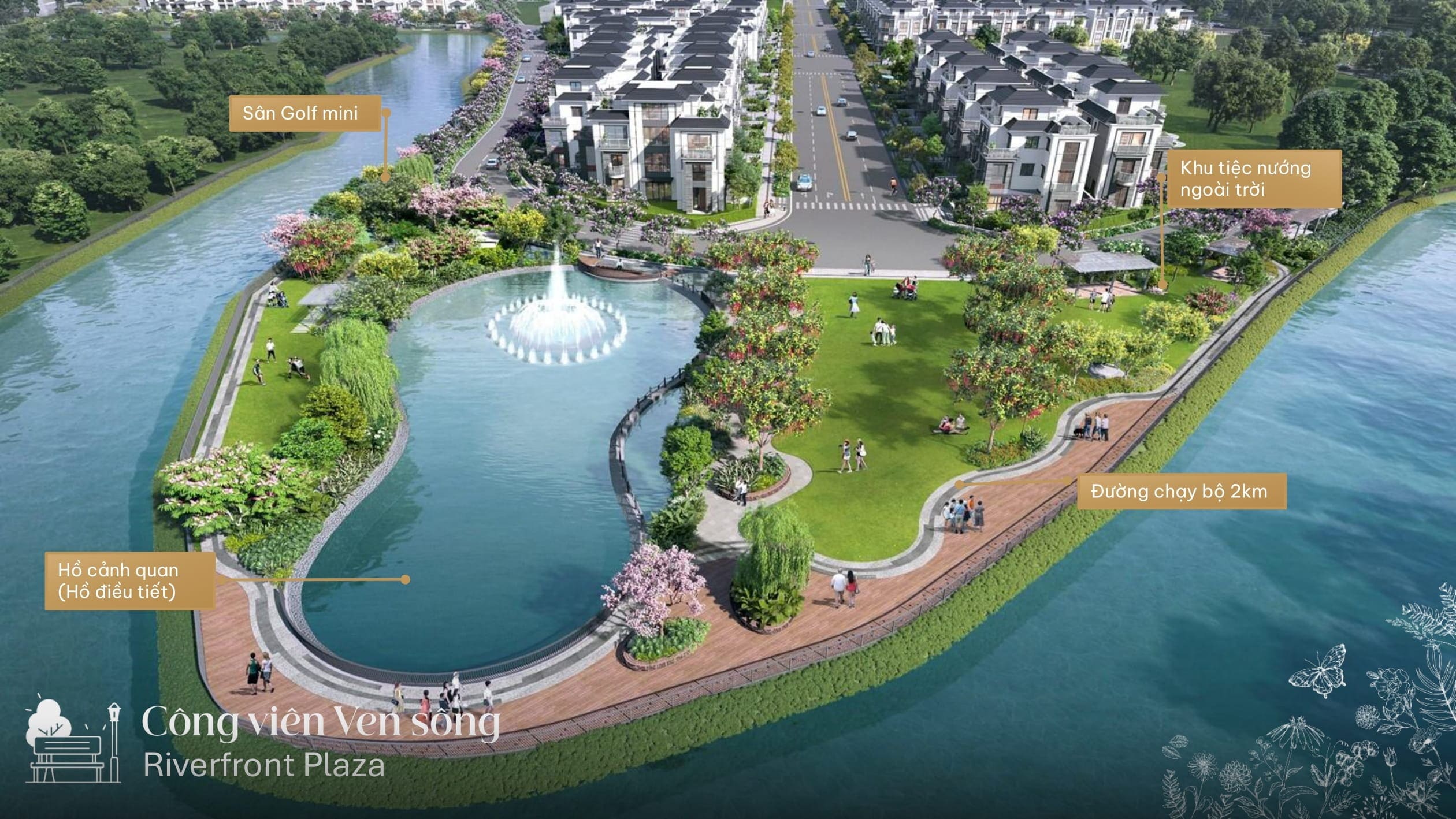 thiết kế biệt thự Gladia by The Waters gần công viên