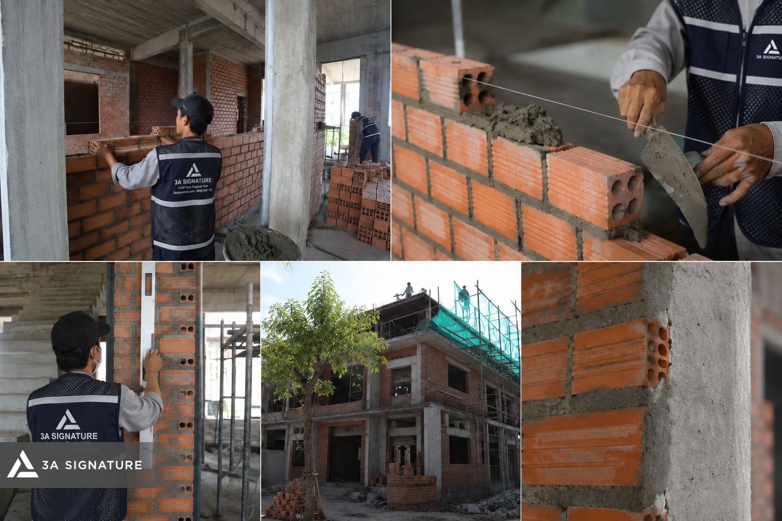xây tường nhà đúng kỹ thuật tại công trường