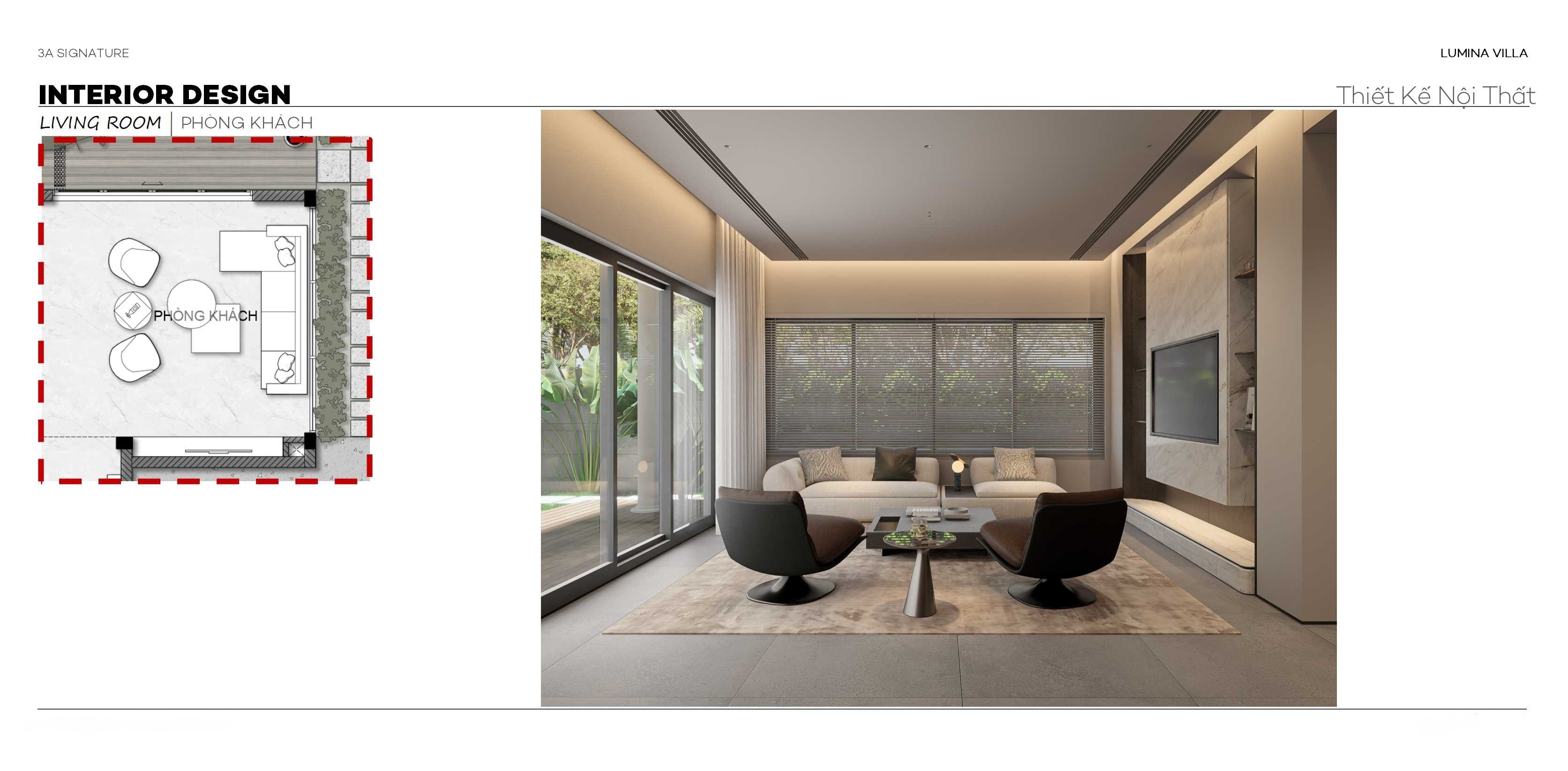Thiết kế nội thất biệt thự Swan Bay phòng khách