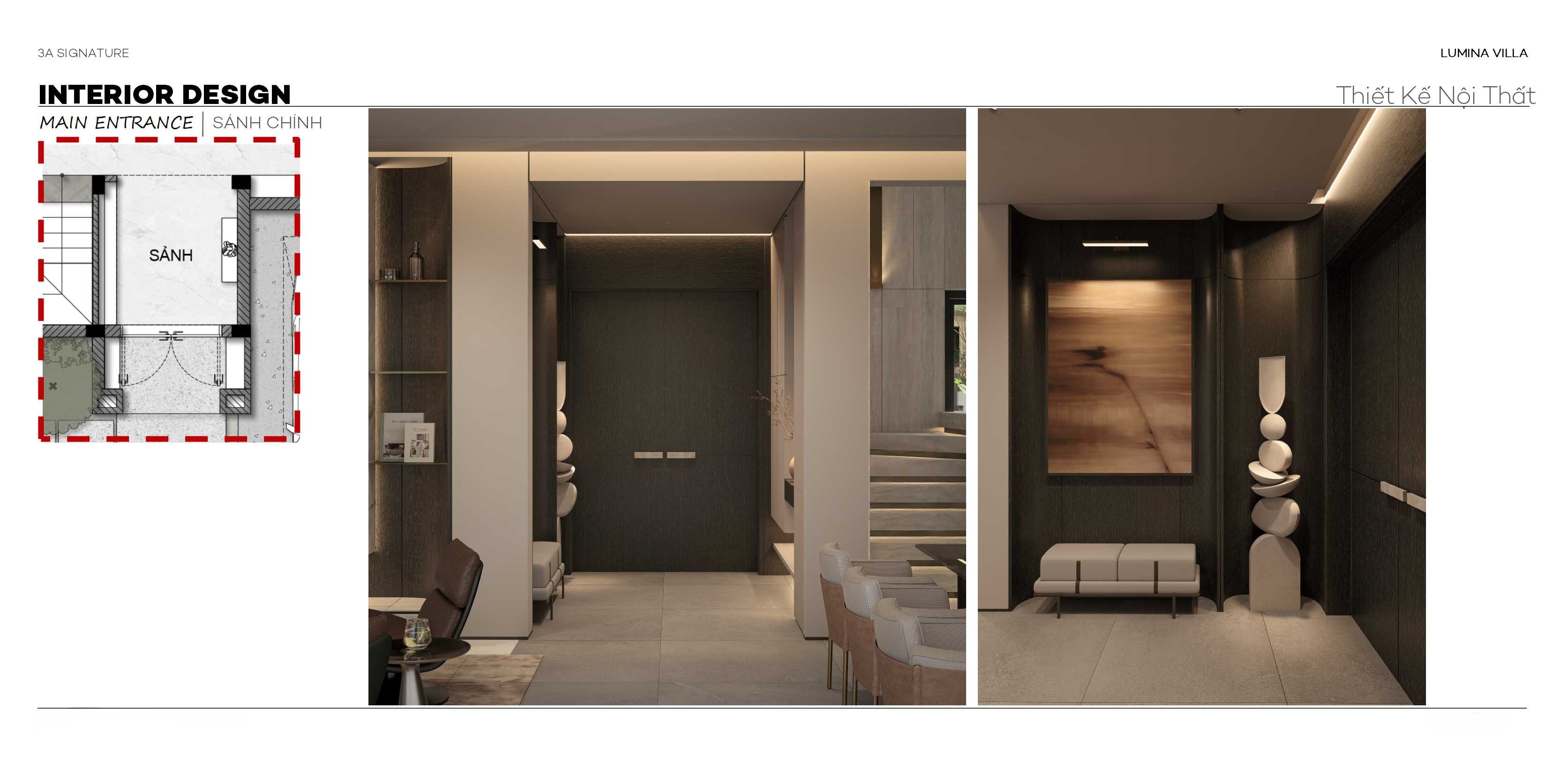 Thiết kế nội thất biệt thự Swan Bay sảnh Lumina